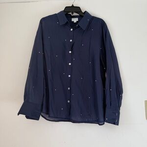Bailey 44 L Navy Button-Down Shirt Rhinestones altered